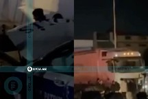 Bakı-Xırdalan yolunda qəza: Polis maşınına ziyan dəydi - VİDEO