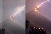 Qvatemaladakı Fueqo vulkanının kraterinə ildırım düşdü: Heyrətamiz görüntülər - ANBAAN VİDEO